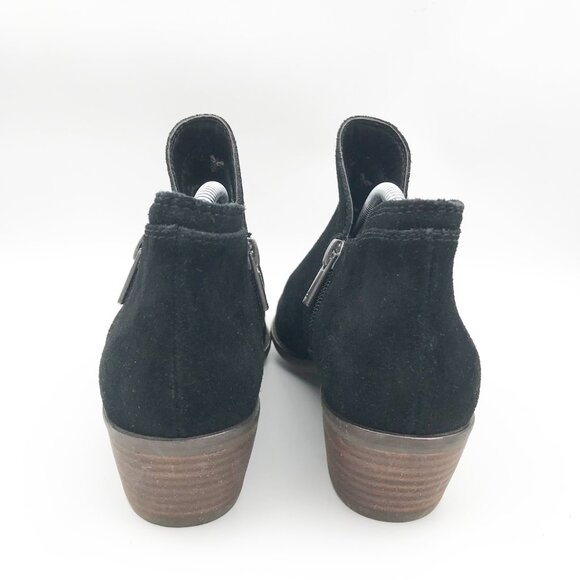 LUCKY BRAND Black Suede Block Heel Ankle Booties Womens 7 Western Boots - Picture 5 of 8